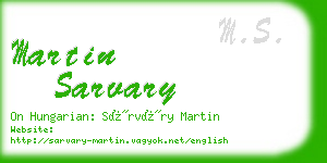 martin sarvary business card